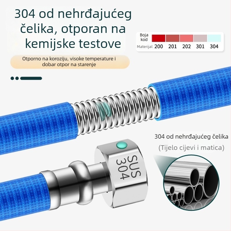 304 nehrđajući čelik savitljiva vodovodna crijevo za vodu za plinski bojler, spiralna instalacija, standardni tlak, standardna temperatura