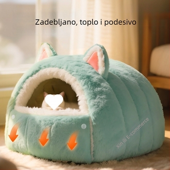 Mačje gnijezdo za zimu sa zatvorenim dizajnom, topao fleec materijal