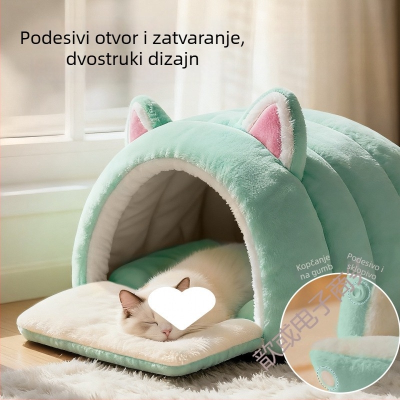 Mačje gnijezdo za zimu sa zatvorenim dizajnom, topao fleec materijal
