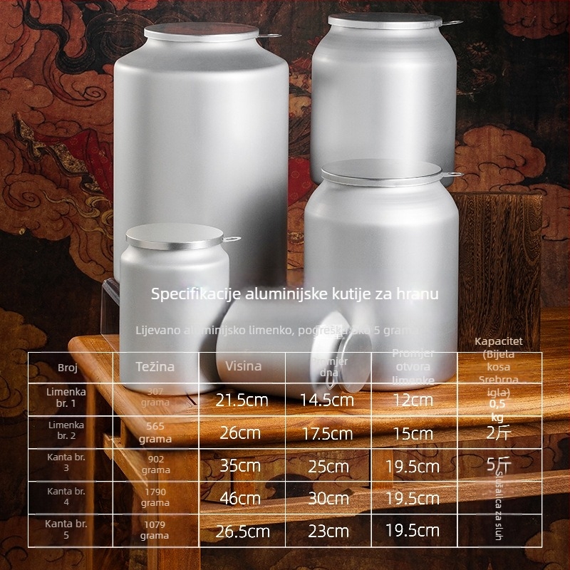 Čajna posuda s brtvom koji štiti od vlage, kompozitni aluminijski folijski materijal, offset tisak, kapacitet 0,5–5 kg