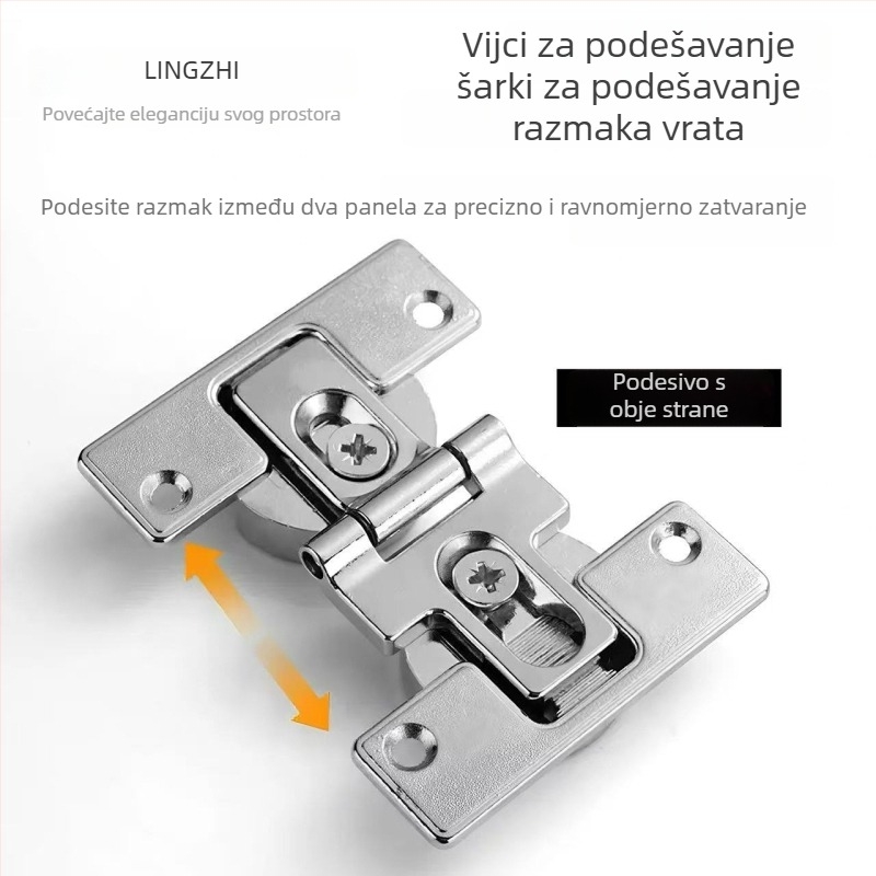 Lingzhi dvostruki pantu za sklopna vrata ormara, s dvije čašice, 180° ravno otvaranje, preklopni, cinkova zlitina, elektrolitički premaz
