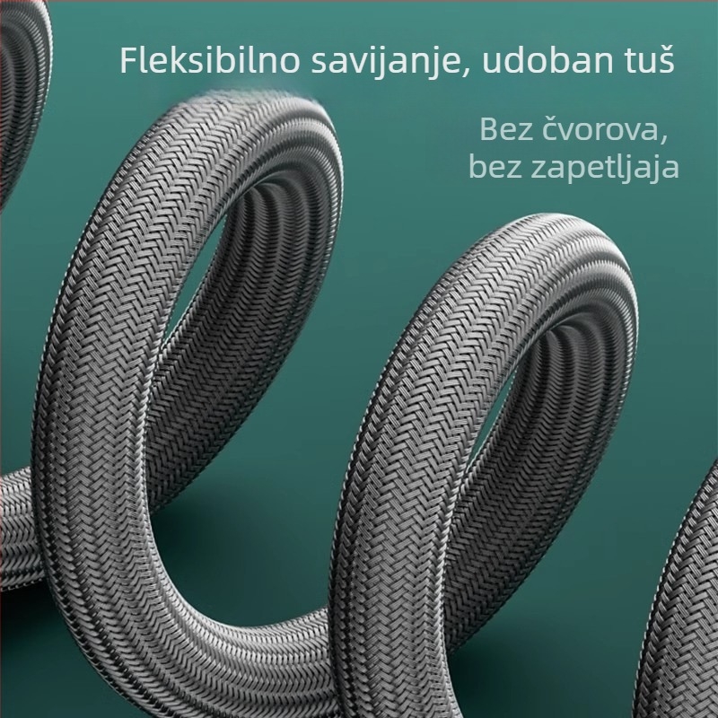 Tuš cijev s pletenim najlonom, model CH-2527, EVA+PET, radni tlak 1.0 MPa, radna temperatura 5–90°C, ugradnja: zavrti
