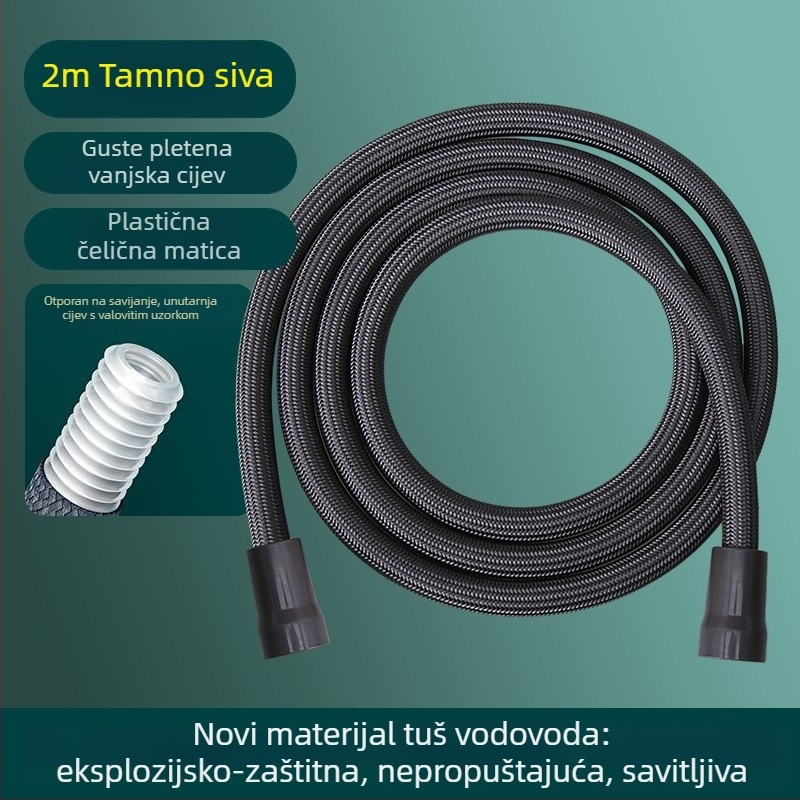 Tuš cijev s pletenim najlonom, model CH-2527, EVA+PET, radni tlak 1.0 MPa, radna temperatura 5–90°C, ugradnja: zavrti