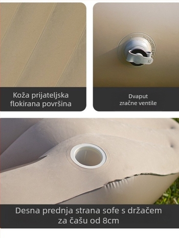 Naduvani ležaj za kampiranje s flokiranom površinom (težina 3 kg; nosivost 100 kg; porijeklo Dongguan)