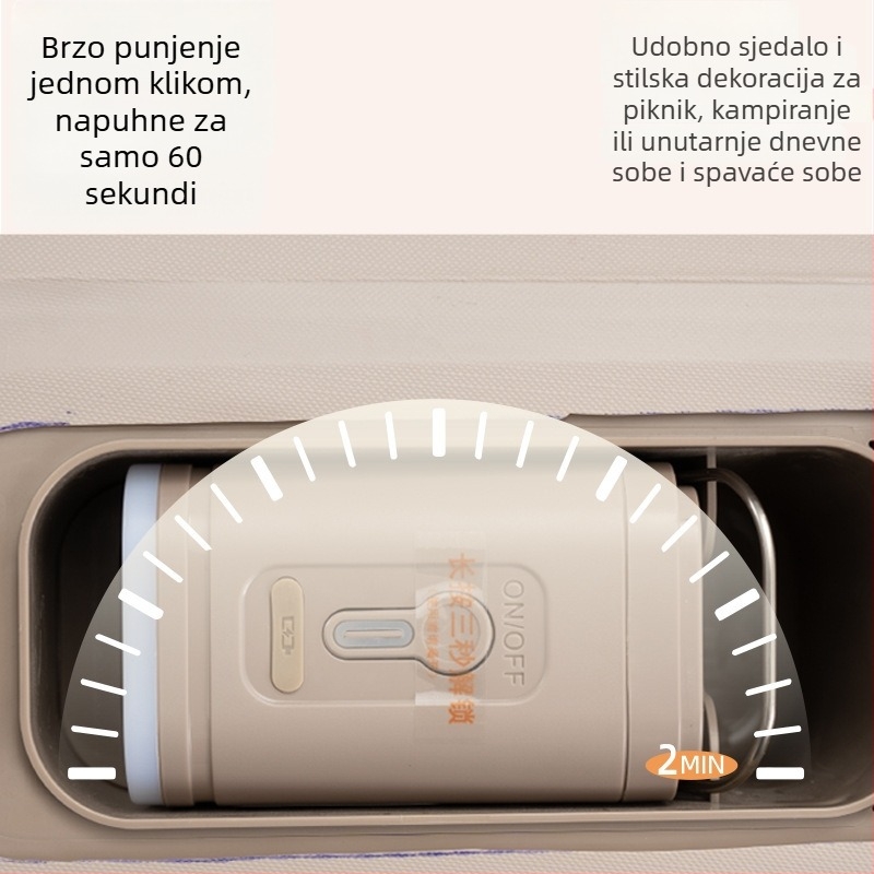 Jednoosoban napuhujući kauč za kampiranje na otvorenom s električnom pumpom, PVC materijal, neto težina 2,6 kg