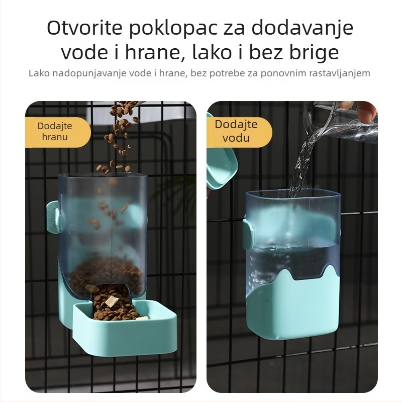 Automatska posuda za vodu i hranu za mačke i pse, visi u kavez, ABS materijal, komplet automatskog hranjenja, Jim Babe marka, pakiranje 24/30