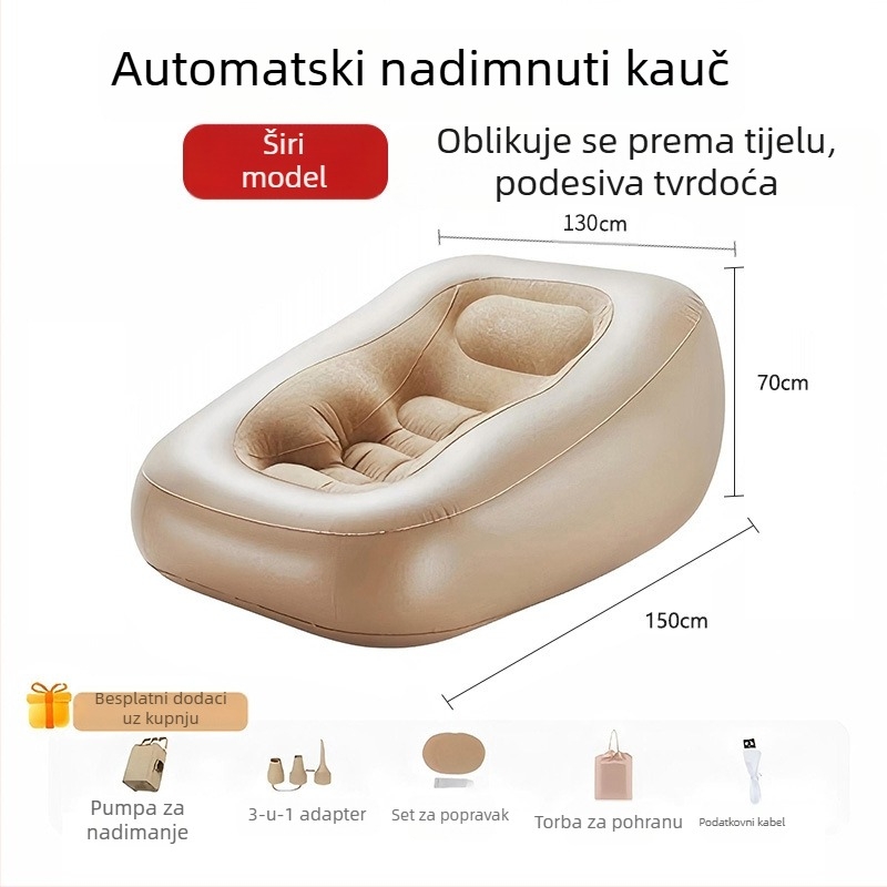 Vanjski naduhiva kauč s ugrađenom električnom pumpom, PVC površina, 3 sloja, nosivost 300 kg, težina 3,9 kg