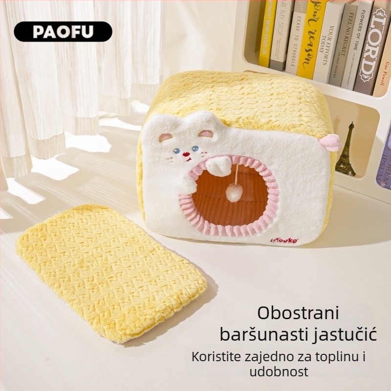 Zatvoren mačji gnijezdo s zimskim skloništem, spužasti materijal, pogodno za mačke, sve sezone, Yu Chong