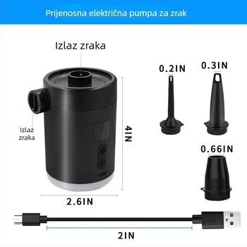 Zračna pumpa s digitalnim zaslonom i osvjetljenjem — prijenosna električna pumpa za vanjsku upotrebu, za zračni madrac, plivački prsten i zračnu jastučiću