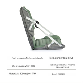 Nafukacijski kamp madrac s TPU i najlonskim materijalom, vodootporan i topao, 835 g, nosivost 200 kg, površina poliester