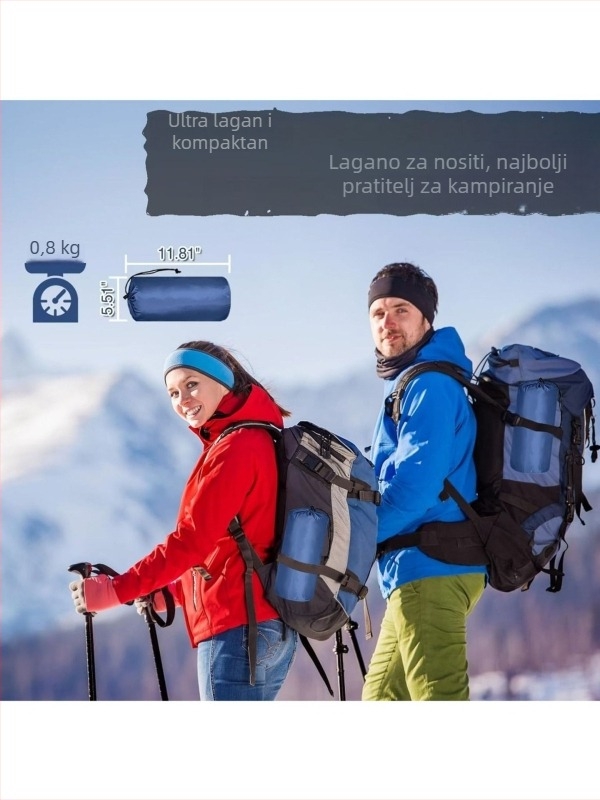Prijenosno sklopivo napuhivo ležište za kampiranje – otporan na vlagu zračni madrac, 0.9 kg, nosivost 200 kg, materijal: kompozitna tkanina, pogodno za jednu ili dvije osobe