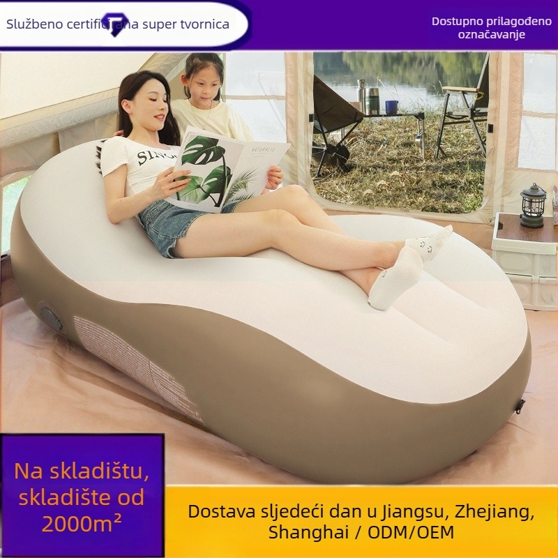 Nafukivani ležaj za kampiranje, prijenosni jednoporodni zračni madrac s automatskim napuhivanjem; težina 2,5 kg, nosivost 130 kg