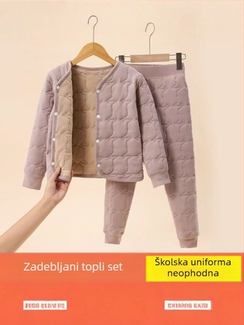 Dječji toplinski komplet s kardiganom, unisex, zimski sloj, poliester materijal, mekana obrada