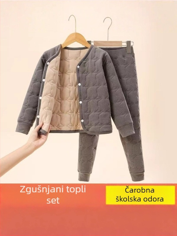 Dječji toplinski komplet s kardiganom, unisex, zimski sloj, poliester materijal, mekana obrada