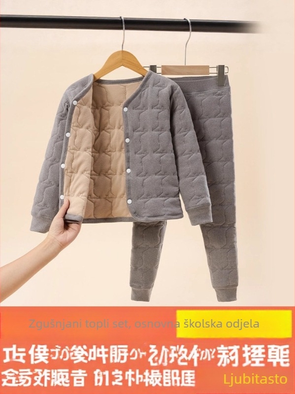 Dječji toplinski komplet s kardiganom, unisex, zimski sloj, poliester materijal, mekana obrada