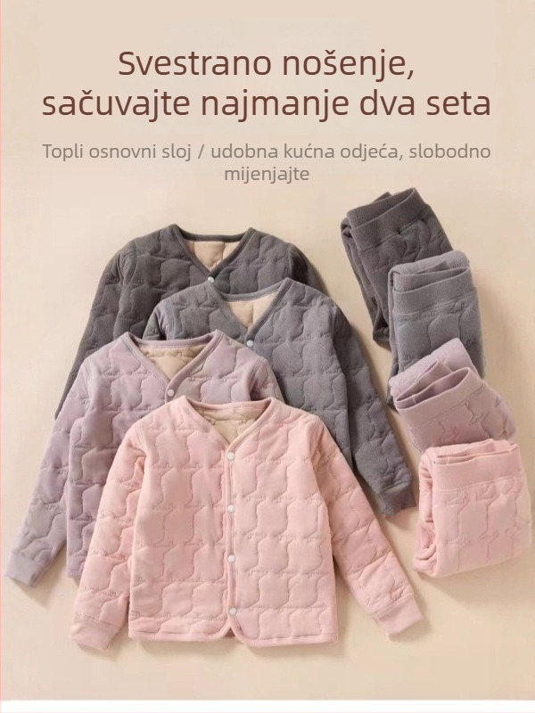 Dječji toplinski komplet s kardiganom, unisex, zimski sloj, poliester materijal, mekana obrada