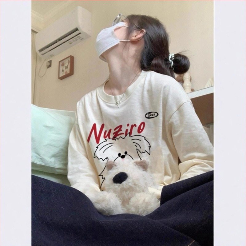 Ženski pamučni T-shirt s dugim rukavima, ležernog kroja, okrugli izrez, geometrijski uzorak, trodimenzionalni kroj