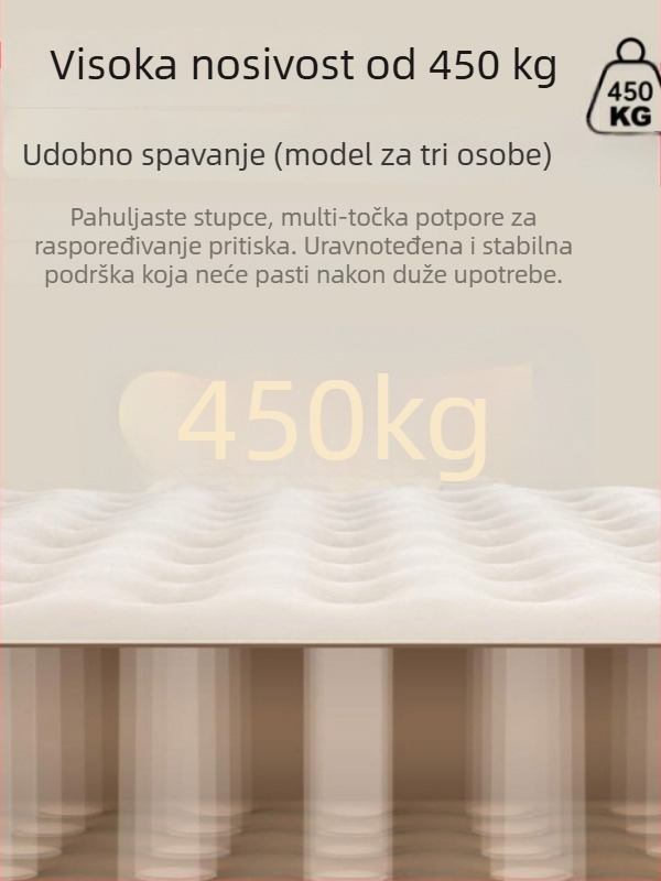 Napuhljivi kauč za kampiranje s ugrađenom električnom pumpom – prijenosan, dvostruka konstrukcija, Oxford platna površina, nosivost 400 kg