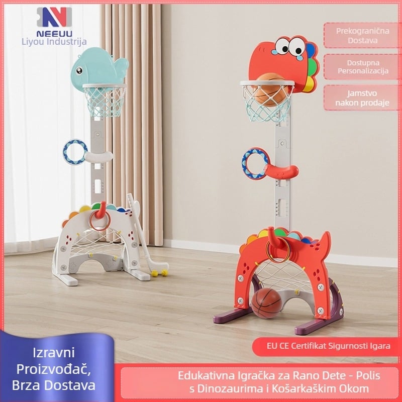 Unutarnji podesivi koš za košarku za djecu – pet u jednoj igrački, plastična konstrukcija, uzrast 4–6 godina