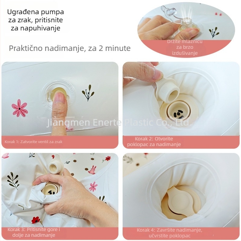 Cvjetni zeko – napuhani učiteljski stolac za bebe i malu djecu (0–3 godine), PVC, prijenosni dječji stol za jelo s dizajnom protiv prevrtanja