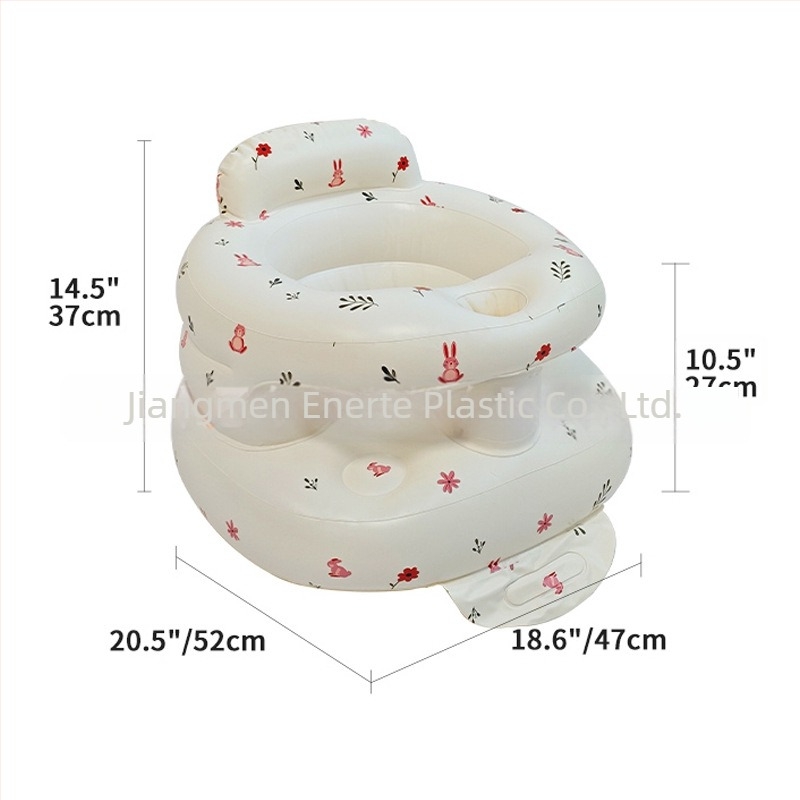 Cvjetni zeko – napuhani učiteljski stolac za bebe i malu djecu (0–3 godine), PVC, prijenosni dječji stol za jelo s dizajnom protiv prevrtanja