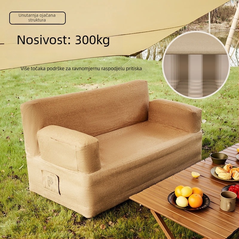 Dvostruki napuhiva kauč za kampiranje, lagan za nošenje i skladištenje, težina 5.6 kg, nosivost 300 kg, Oxford tkanina