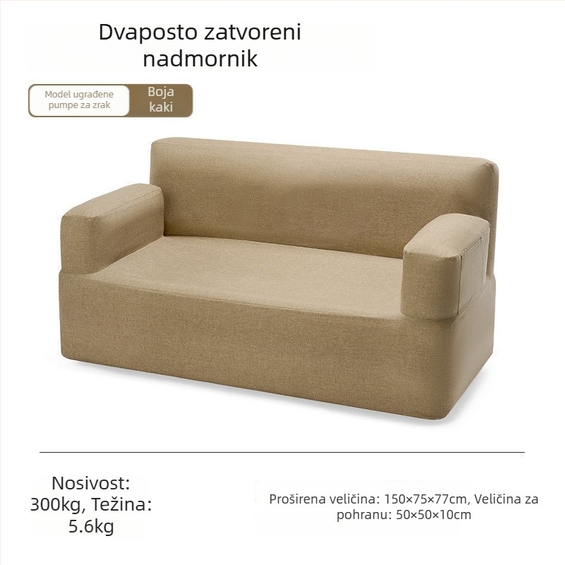Dvostruki napuhiva kauč za kampiranje, lagan za nošenje i skladištenje, težina 5.6 kg, nosivost 300 kg, Oxford tkanina
