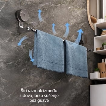 Držač za ručnike sa usisnom čašom, bez bušenja, proširivi za kupaonicu, plastični