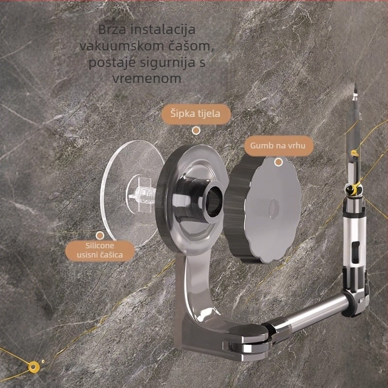 Držač za ručnike sa usisnom čašom, bez bušenja, proširivi za kupaonicu, plastični