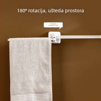 FaSoLa zidni držač ručnika, rotirajući kupaonski stalak za skladištenje, bez bušenja, ABS