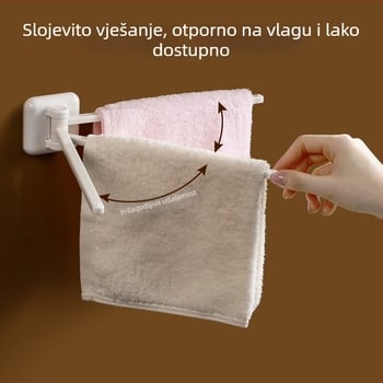 FaSoLa zidni držač ručnika, rotirajući kupaonski stalak za skladištenje, bez bušenja, ABS