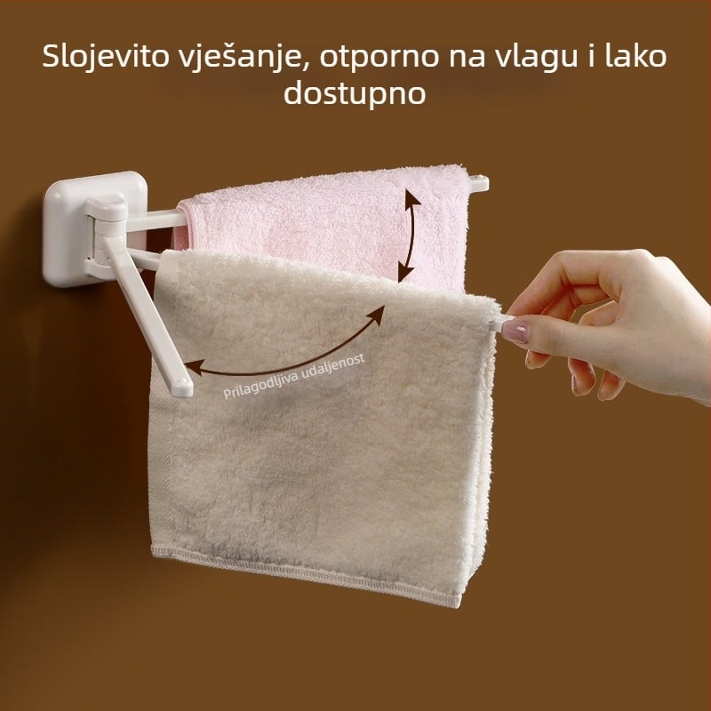 FaSoLa zidni držač ručnika, rotirajući kupaonski stalak za skladištenje, bez bušenja, ABS