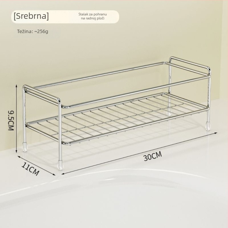 Minimalistički kupaonski stalak za pohranu s držačem za četkice i kutijom za pohranu, 1 sloj, ugljični čelik, praškasti premaz, nosivost 1–5 kg