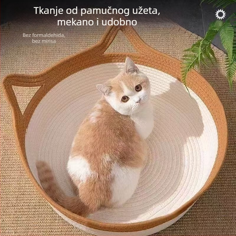 Mačje gnijezdo - kružno leglo od pamuka, za sve sezone, toplo za mačke