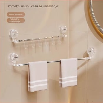 Plastični držač za ručnike s usisnom čašom za kupaonicu, izvučen, bez ugradnje, u jednoj ambalaži