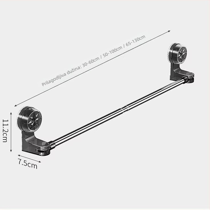 Plastični držač za ručnike s usisnom čašom za kupaonicu, izvučen, bez ugradnje, u jednoj ambalaži