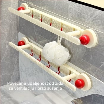 Zidni držač za ručnike s bezbučnim ugradnjom i usisnom čašom, za kupaonicu, plastičan, 200 komada u kutiji