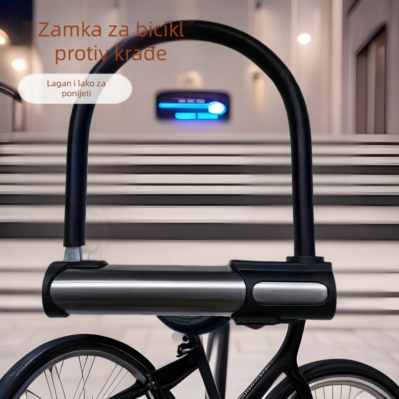 Prijenosni U-oblik sigurnosni lokot, protiv krađe i protiv rezanja, za bicikle, električna vozila i motocikle, metalna konstrukcija, model 1, šifra 011