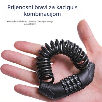 Prijenosna žična brava za bicikl s četveroznamenim kodom, prijenosna, ABS glava i cilindar od cinkovog legure, 75 g