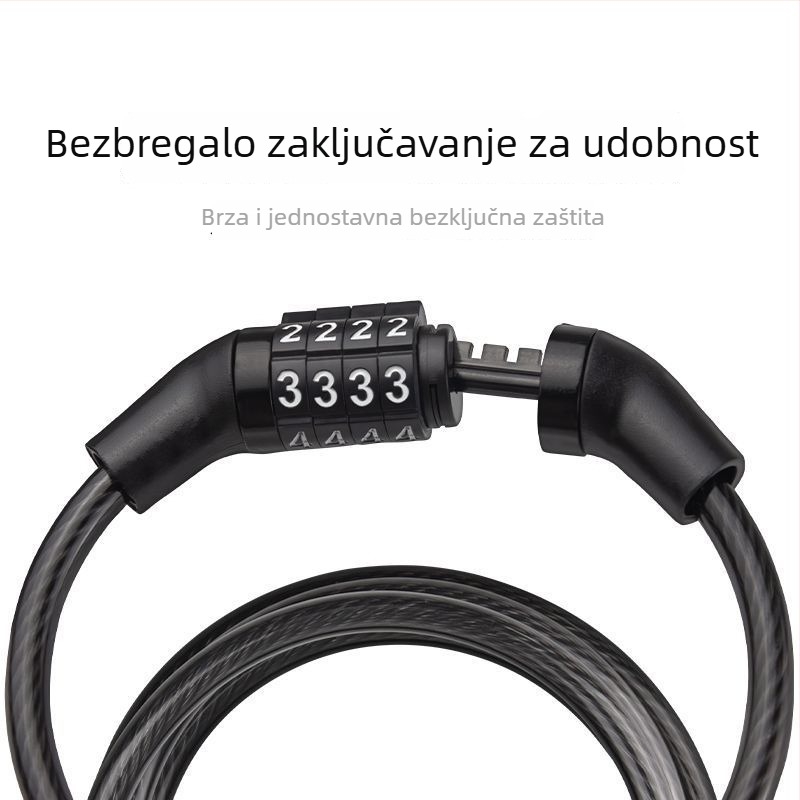 Lanac za zaključavanje s kodom za planinski bicikl s čeličnim kabelom, protiv krađe, univerzalni za bicikle