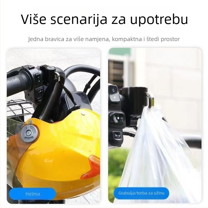 Prednje zaključavanje upravljača protiv krađe za električne skutere i bicikle s kukom za kacigu — tip G, materijal plastika + legura, težina 85 g