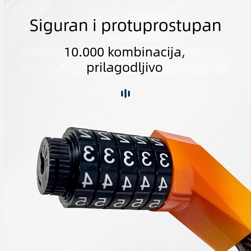 Kožni prstenasti zaključavac za bicikl i električno vozilo, petocifreni kombinacijski zaključavač, PVC, 330 g, moderan stil