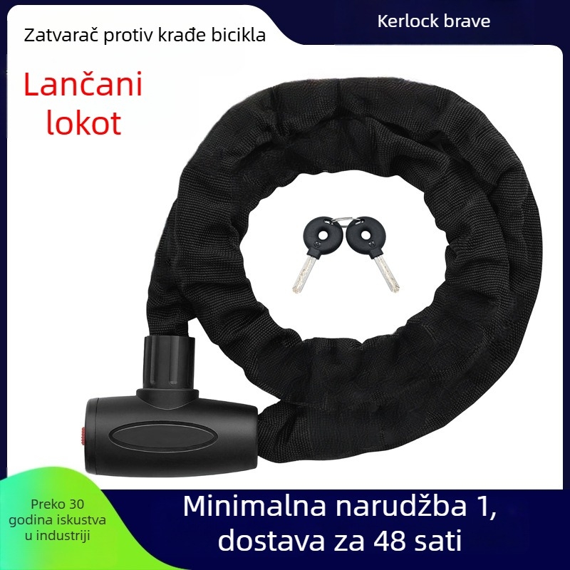 Kirk KKCL32 lančani katantan za bicikle i motocikle — čelik, ABS, otporna na probijanje platna, 640 g