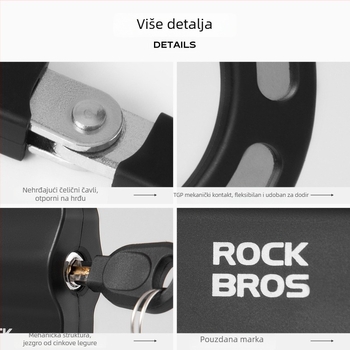 Rockbros metalna lančana zaključava za bicikle i električne skutere – unisex, protiv krađe