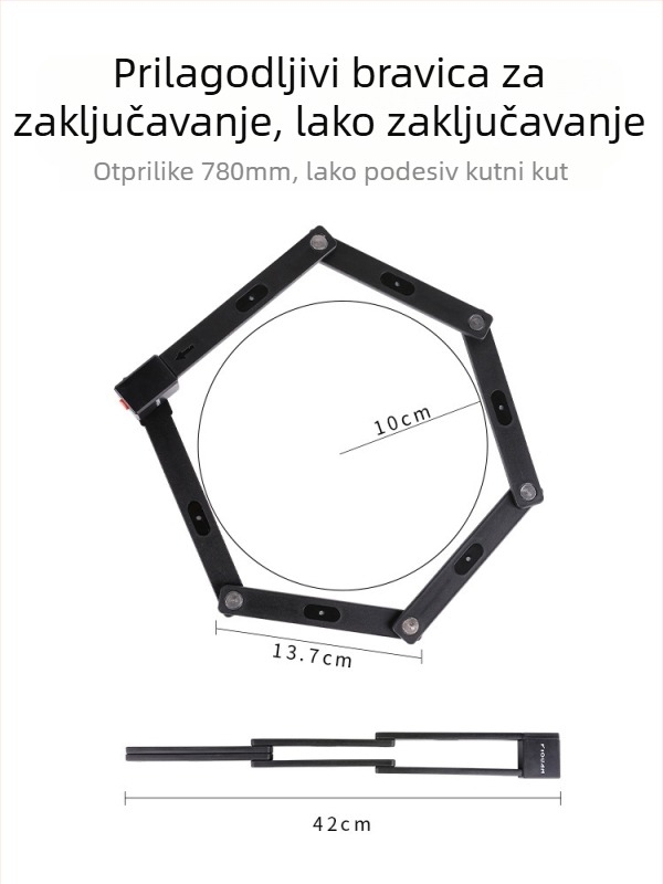 Quanxin sklopivi biciklistički lokot s lozinkom – protiv krađe, kompatibilan s cestovnim, planinskim i električnim biciklima
