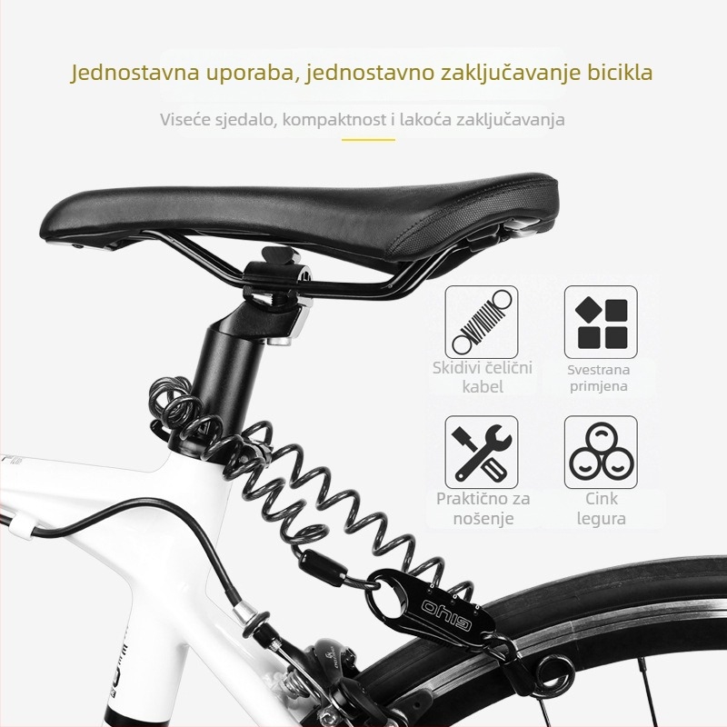 GIYO set sigurnosnih zaključavanja za bicikl L-04: zaključavanja za kacigu, sjedalo i kotače; cinkova legura