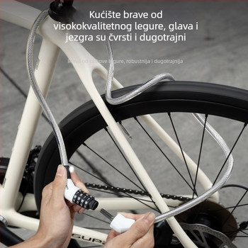 Tosuod brava za bicikl s 4-znamenkastom lozinkom, čelični kabel, prijenosna