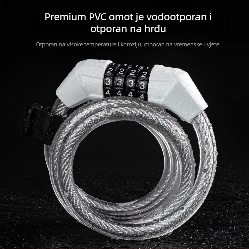 Tosuod brava za bicikl s 4-znamenkastom lozinkom, čelični kabel, prijenosna