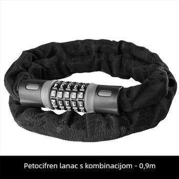 Lančani lokot za bicikl s petocifrenim lozinkom | Materijal: Legura | Težina: 642 g | Marka: Aisha Riding | Primjena: Bicikl, Motocikl, Električno vozilo | Stil: Moderno minimalistički