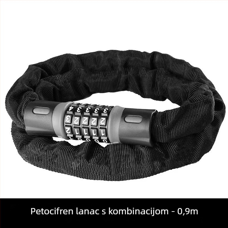 Lančani lokot za bicikl s petocifrenim lozinkom | Materijal: Legura | Težina: 642 g | Marka: Aisha Riding | Primjena: Bicikl, Motocikl, Električno vozilo | Stil: Moderno minimalistički